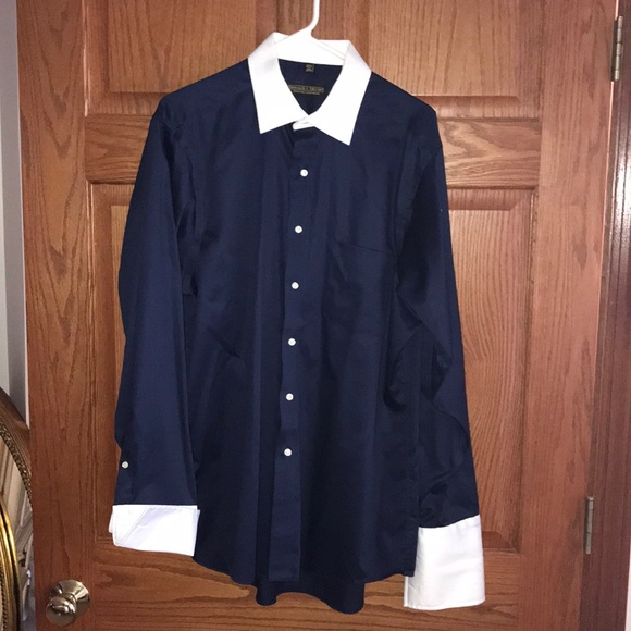 Buy navy blue french cuff dress shirt 